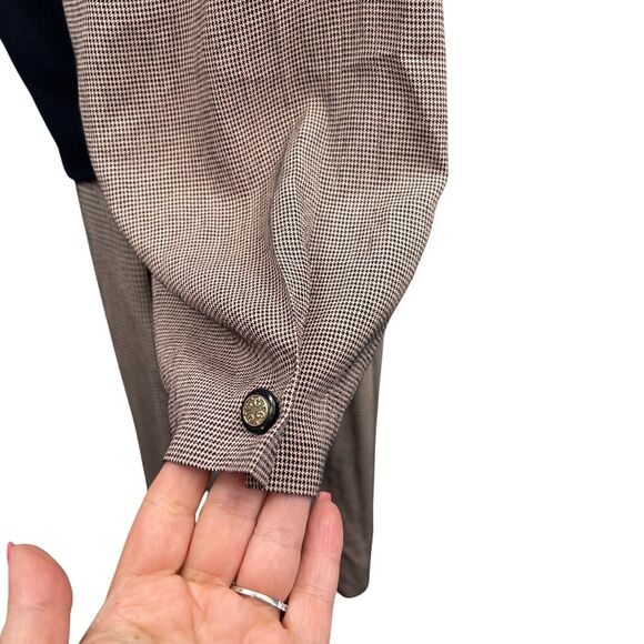 VTG 80s Tan Black Maxi Dress XL Embroidered Vest Cottage Boho Prairie Gingham - Picture 5 of 11